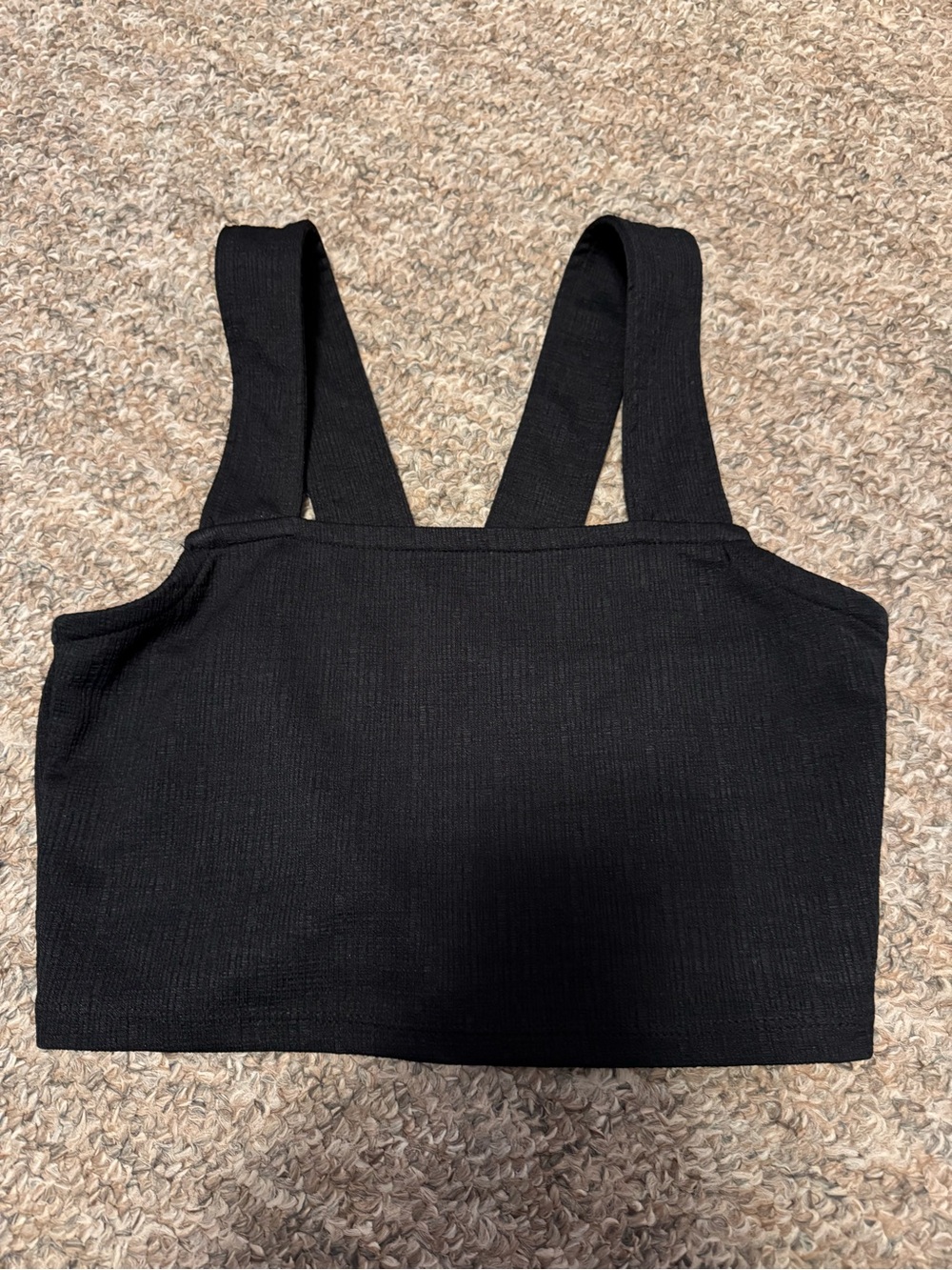 Roxy Black Ribbed Square-Neck Cropped Tank